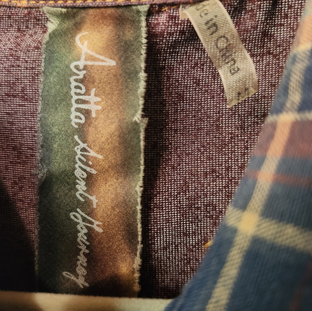 Aratta Silent Journey plaid button front long top - Picture 6 of 6